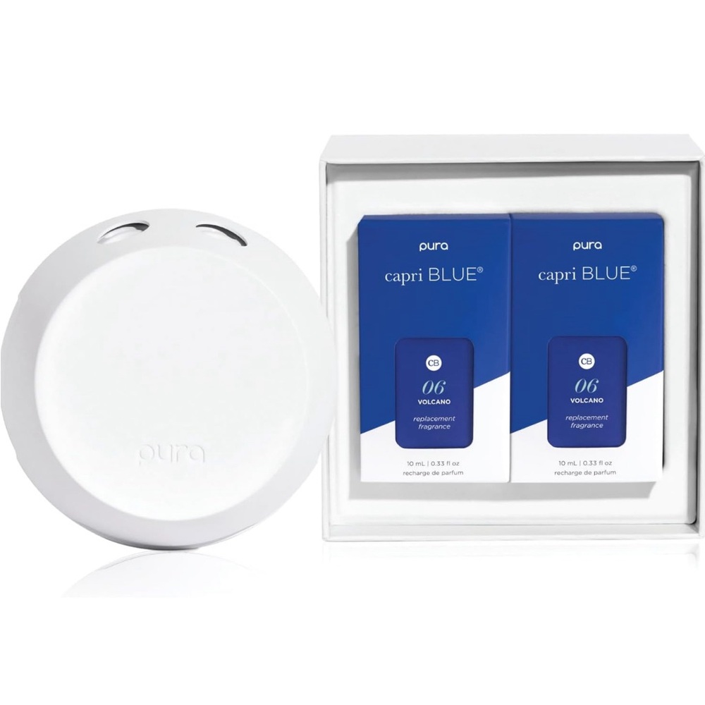 Pura Smart Diffuser Kit w/ two Capri Blue Volcano Fragrance Refills